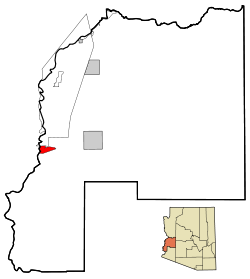 La Paz County Incorporated and Unincorporated areas Ehrenberg highlighted.svg
