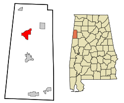 Lamar County Alabama Incorporated and Unincorporated areas Sulligent Highlighted.svg