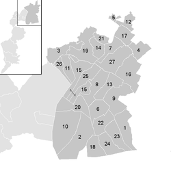 Lage der Gemeinde Bezirk Neusiedl am See   im Bezirk Neusiedl am See (anklickbare Karte)