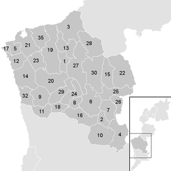 Lage der Gemeinde Bezirk Oberwart   im Bezirk Oberwart (anklickbare Karte)