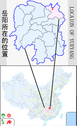 Lage der Stadt Yueyang