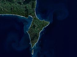Landsat-Satellitenfoto der NASA der Mahia Peninsula