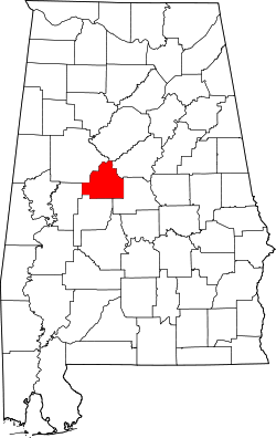 Karte von Bibb County innerhalb von Alabama