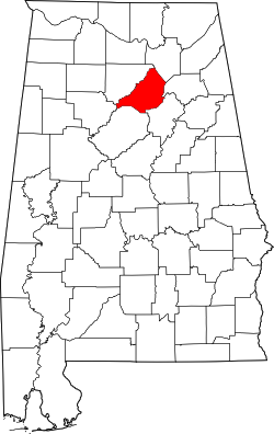 Karte von Blount County innerhalb von Alabama