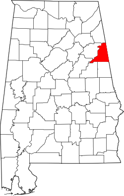 Karte von Cleburne County innerhalb von Alabama