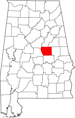 Karte von Coosa County innerhalb von Alabama