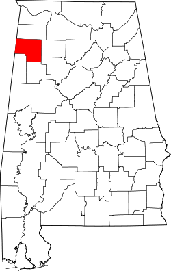 Karte von Marion County innerhalb von Alabama