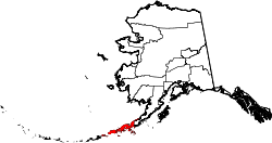 Karte von Aleutians East Borough innerhalb von Alaska