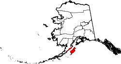 Karte von Kodiak Island Borough innerhalb von Alaska