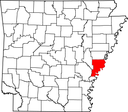 Karte von Phillips County innerhalb von Arkansas