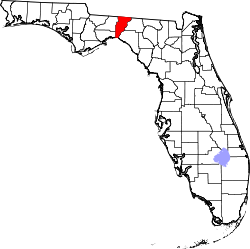 Karte von Jefferson County innerhalb von Florida