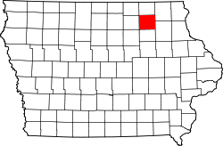 Karte von Chickasaw County innerhalb von Iowa