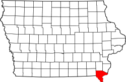 Karte von Lee County innerhalb von Iowa