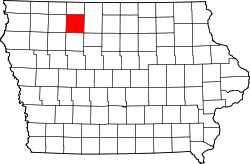 Karte von Palo Alto County innerhalb von Iowa