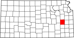 Karte von Coffey County innerhalb von Kansas