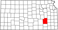 Karte von Greenwood County innerhalb von Kansas
