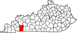 Karte von Christian County innerhalb von Kentucky