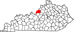 Karte von Jefferson County innerhalb von Kentucky
