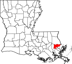Karte von Orleans Parish innerhalb von Louisiana