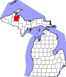 Karte von Baraga County innerhalb von Michigan