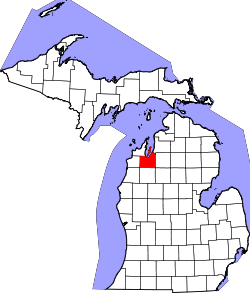 Karte von Grand Traverse County innerhalb von Michigan