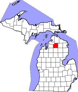 Karte von Otsego County innerhalb von Michigan