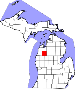Karte von Wexford County innerhalb von Michigan
