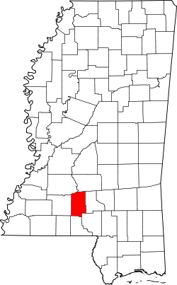 Karte von Lawrence County innerhalb von Mississippi