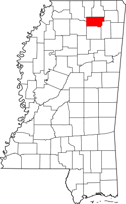 Karte von Union County innerhalb von Mississippi