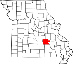 Karte von Dent County innerhalb von Missouri
