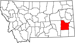 Karte von Custer County innerhalb von Montana