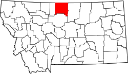 Karte von Hill County innerhalb von Montana