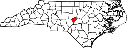 Karte von Lee County innerhalb von North Carolina