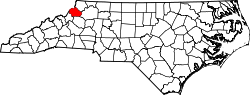 Karte von Watauga County innerhalb von North Carolina