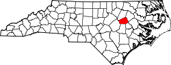 Karte von Wilson County innerhalb von North Carolina
