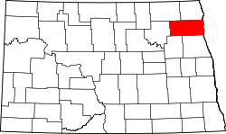 Karte von Walsh County innerhalb von North Dakota