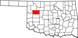 Karte von Dewey County innerhalb von Oklahoma