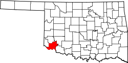 Karte von Jackson County innerhalb von Oklahoma