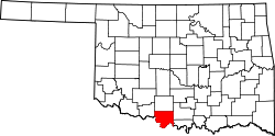 Karte von Jefferson County innerhalb von Oklahoma