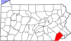 Karte von Chester County innerhalb von Pennsylvania