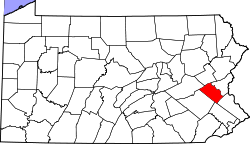 Karte von Lehigh County innerhalb von Pennsylvania