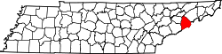 Karte von Cocke County innerhalb von Tennessee
