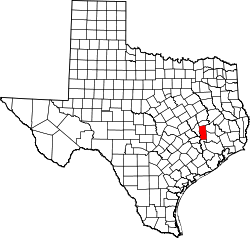 Karte von Grimes County innerhalb von Texas