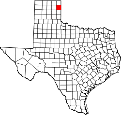 Karte von Hemphill County innerhalb von Texas
