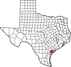 Karte von Refugio County innerhalb von Texas