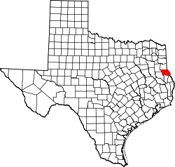Karte von Shelby County innerhalb von Texas