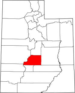 Karte von Sevier County innerhalb von Utah