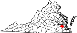 Karte von Surry County innerhalb von Virginia