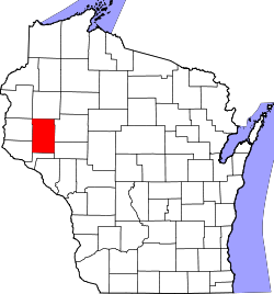 Karte von Dunn County innerhalb von Wisconsin