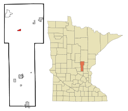 Mille Lacs County Minnesota Incorporated and Unincorporated areas Onamia Highlighted.svg